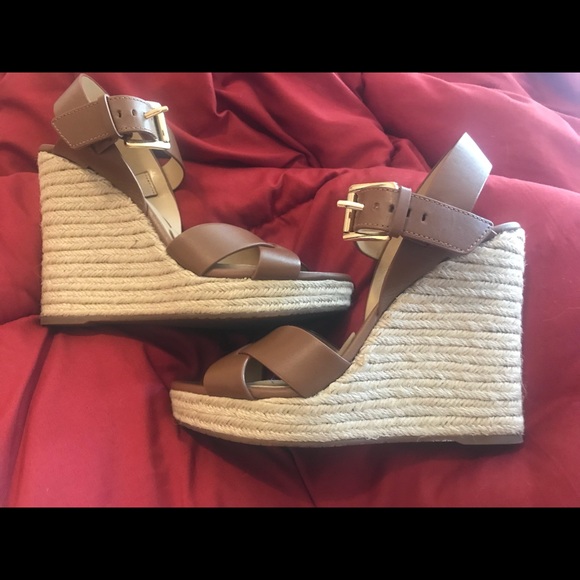 Michael Kors Espadrille Wedges Leather Sz. 8 Shoes - Picture 7 of 8
